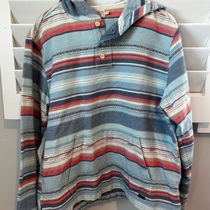 Faherty Pacific Poncho L Hooded Pullover Southwestern Baja Blanket Hoodie $188